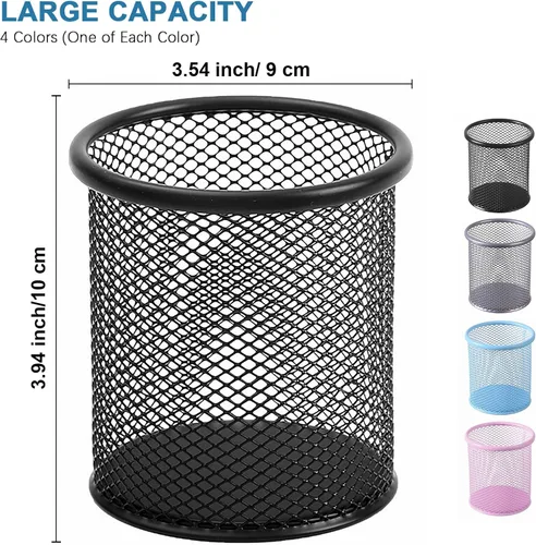 Vista 2 de SAYEEC Soporte para bolígrafo para escritorio, de malla de alambre, portavasos, soporte de metal para brochas de maquillaje, organizador