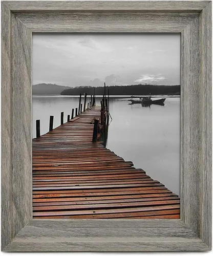 Vista 14 de Eosglac Marco de fotos rústico de 5 x 7 pulgadas, marco de fotos de madera envejecido, color marrón oscuro envejecido, para montaje en mesa o pared