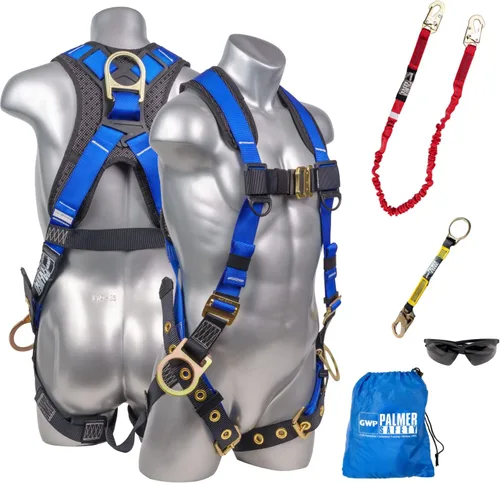 Vista 24 de Palmer Safety Kit de arnés de seguridad para protección contra caídas I Arnés de construcción + varios cordones + extensor de anillo en D