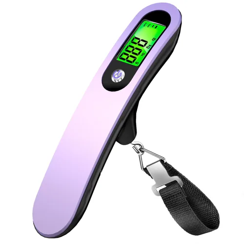 Vista 5 de Raabiko Báscula digital de equipaje (paquete de 2), báscula digital de equipaje de mano con capacidad de 110 libras, batería incluida, lavanda