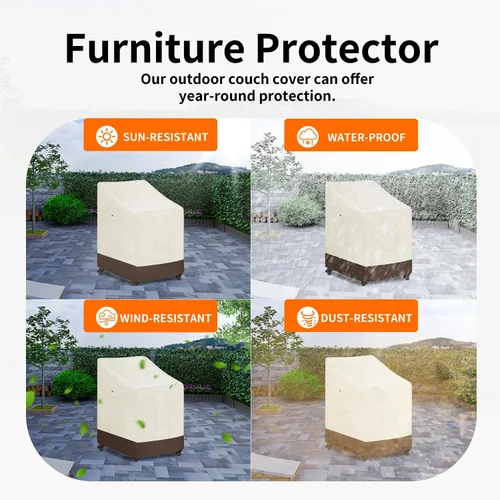 Vista 5 de Easy-Going Funda para Silla Apilable de Exterior Resistente, Funda para Silla de Patio Impermeable, Funda para Muebles de Exterior Resistente al