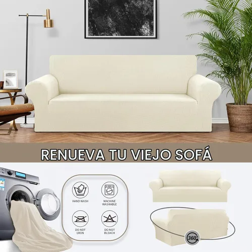 Vista 3 de Funda elástica para sofá biplaza, funda de sofá para sofá de 2 cojines (55-78 pulgadas), protector de muebles con parte inferior elástica para niños