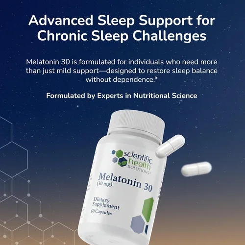 Vista 4 de Melatonina 30 mg Melatonina extra fuerte en cápsulas fáciles de tragar Vegana, sin OMG y sin gluten Extra fuerte hecha en Estados Unidos