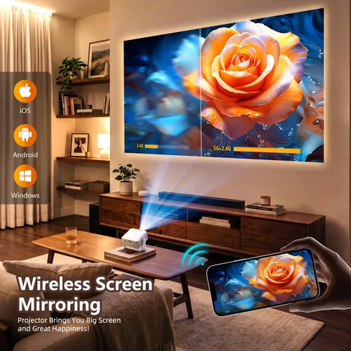 Vista 3 de Mini proyector portátil giratorio con enfoque electrónico y Auto Kyestone
