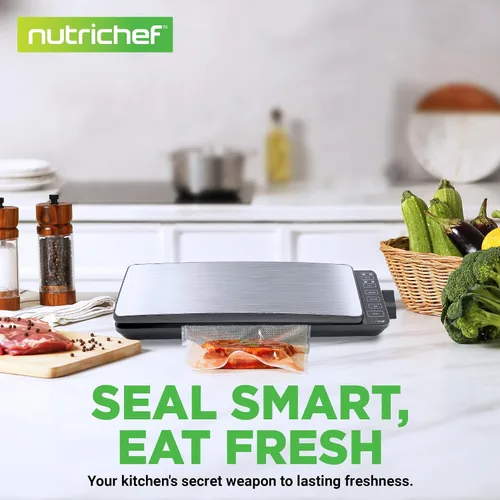 Vista 8 de NutriChef Sellador al vacío versión actualizada Sistema automático de sellado de aire al vacío para conservación de alimentos con kit de inicio