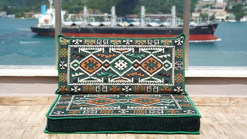 Vista 5 de Green Arabic Sofa Floor Seating Set, Pallet Sofa, Floor Cushions, Sectional Sofa, Arabic Majilis, Ottoman Couch, Arabic Jalsa