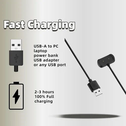 Vista 5 de Cargador para Amazfit Bip 3/Bip 3 pro/bip U, compatible con Amazfit Bip 5, cable de carga magnético USB A 3.3 pies/3.3 ft