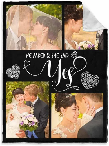 Vista 17 de InterestPrint Manta de fotos personalizada para pareja, novio, novia, manta personalizada de 6 fotos, manta personalizada de aniversario y boda