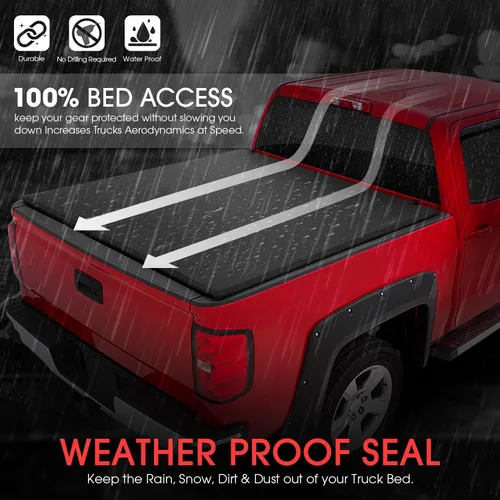 Vista 3 de DNA Motoring TTC-RU-033 - Cubierta enrollable de vinilo suave para plataforma de camioneta compatible con Silverado Sierra 1500 2500 3500 & HD