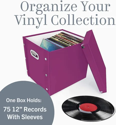 Vista 3 de Snap-N-Store Caja de almacenamiento de discos de vinilo - 12" - 1 paquete - Caja que contiene hasta 75 álbumes de vinilo - Púrpura