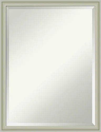 Vista 46 de Amanti Art - Espejo de baño plateado para sobre lavabo, espejo rectangular de níquel cepillado de 33x43, marco moderno extragrande, se cuelga