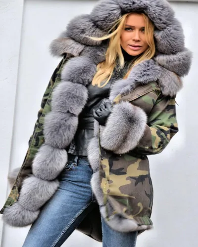 Vista 8 de Roiii Women Thicken Warm Winter Coat Hood Down Parka Faux Fur Outdoor Overcoat Long Jacket Outwear