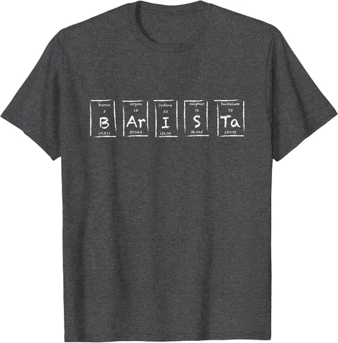 Vista 46 de Barista Espresso Latte Cappuccino Coffee Periodic Table T-Shirt Asphalt Grey