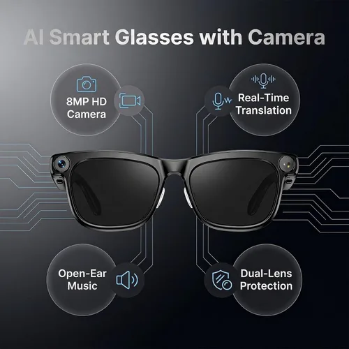 Vista 10 de Lentes inteligentes AI con cámara, gafas de cámara HD de 8 MP