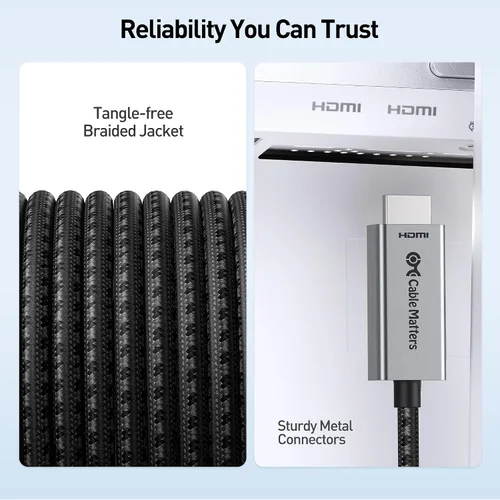 Vista 7 de Cable Matters - Cable USB C a HDMI 2.1 unidireccional de 48 Gbps, 3 pies 4K @240Hz / 8K @60Hz HDR, para macOS y Windows, no necesita actualización