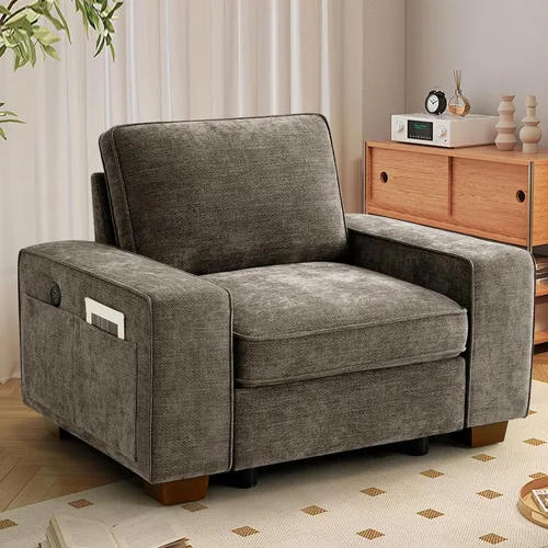 Vista 27 de TEKAMON - Sofá modular de 73" con almacenamiento en el asiento, sofá biplaza moderno de tela de chenilla para sala de estar, oficina, apartamento