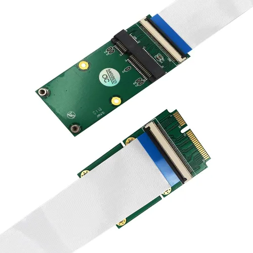 Vista 3 de Mini PCI-E Express mSATA Cable de extensión para tarjeta inalámbrica mSATA SSD (verde)