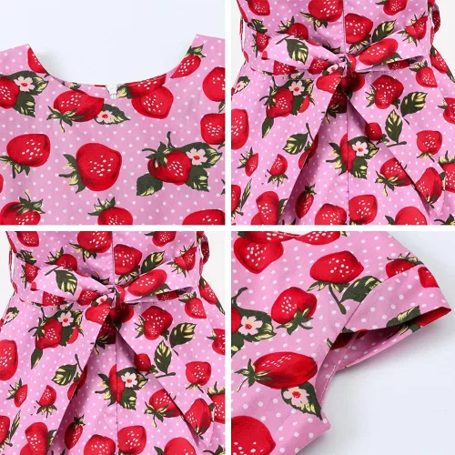 Vista 6 de Vestido de noche para niñas, estilo vintage de los años 50, con estampado de lunares, floral, rockabilly para fiesta de graduación, vestido de té
