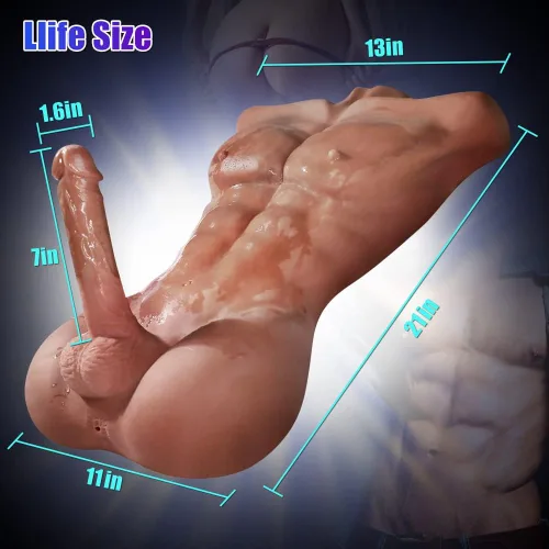 Vista 3 de Muñeca de pene con torso masculino, muñeca sexual realista con pene flexible de 7 pulgadas para mujeres gay, juguetes sexuales de masturbación