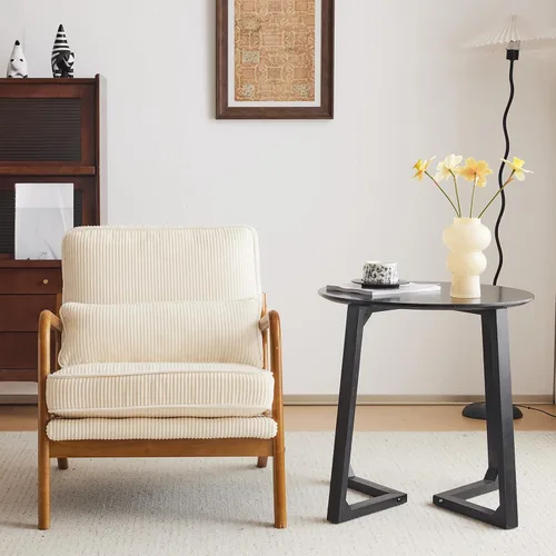 Vista 9 de VINGLI Silla de Acento de Pana Premium Mejorada, Silla con Reposabrazos Tapizada, Cómoda Silla de Lectura de Madera Maciza con Almohada Lumbar