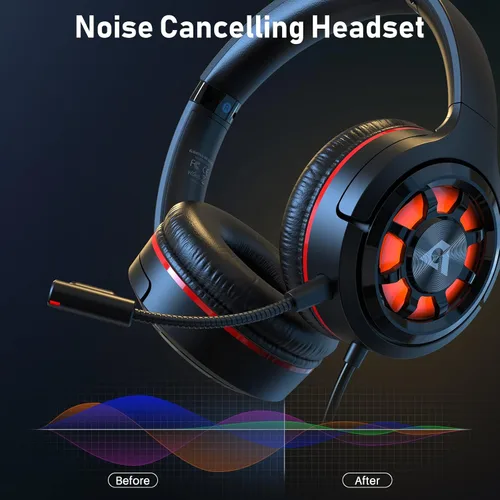 Vista 6 de Ankbit Auriculares de PC para juegos auriculares estéreo para PS4PS5 auriculares de computadora con cable con cancelación de ruido con micrófono