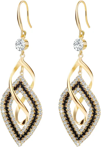 Vista 8 de Aretes colgantes geométricos dorados, aretes largos de cadena de eslabones bohemios, regalo de joyería para mujeres y niñas