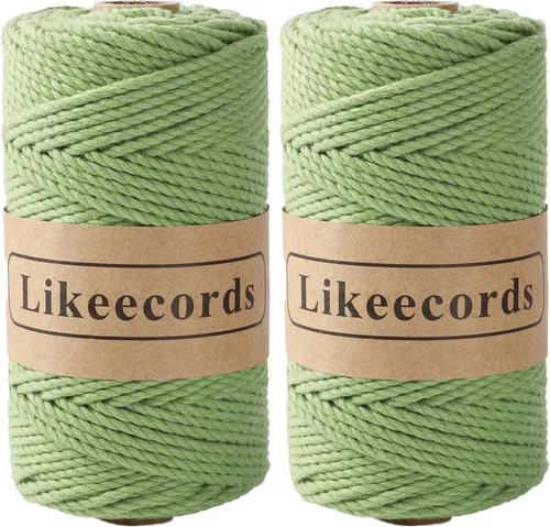 Vista 40 de Likeecords Cordón de algodón para macramé de 3mm x 100 metros, hilo torcido de 3 hebras, cuerda de macramé, hilo de algodón para macramé, cuerda