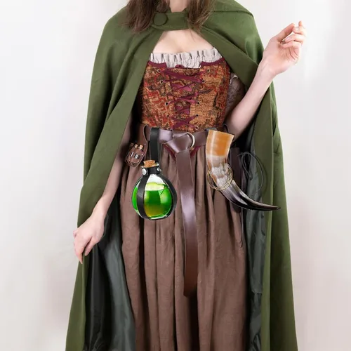 Vista 2 de SUMGOGO Botella mágica oscura de poción de corcho para Halloween, cosplay, feria Ren, accesorios de bruja, accesorios de disfraz, vaso redondo