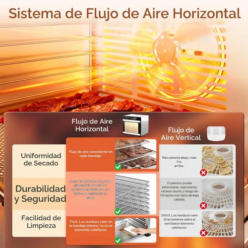 Vista 6 de Manastin Deshidratador de alimentos 8 bandejas de acero inoxidable máquina Plata-8 Bandejas