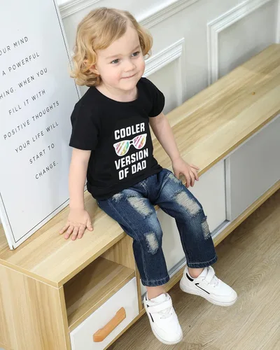 Vista 3 de YALLET Toddler Boy Clothes 1-5T Boys Outfits Infant Short Sleeve T-Shirt Ripped Jeans 12 18 24 Months Baby Clothing Pants Set
