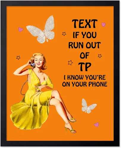 Vista 102 de Poster Master Pin Up Girl Poster - Better Late Than Ugly Print - Butterfly Art - Modern Art - Trendy Art - Gift for Men & Women - Funny Decor for