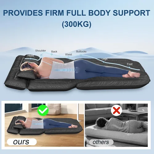 Vista 6 de Cama inflable de colchón de aire para SUV, cama de campamento de viaje de doble cara con bomba de aire y 2 almohadas para SUV universal