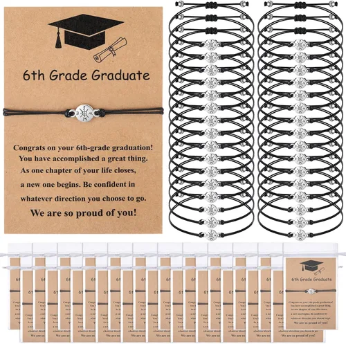 Vista 9 de Tondiamo 30 pulseras de cruz 2025 a granel clase de 2025, regalos de graduación, pulseras de amistad a distancia con tarjeta y bolsa de organza