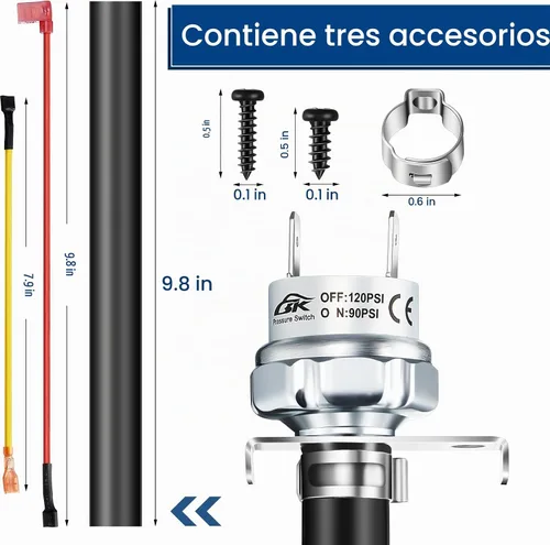 Vista 2 de Flutesan Interruptor de Presión de Aire Compresor de Aire Controlador de Presión 70-180 PSI Interruptor 120V AC