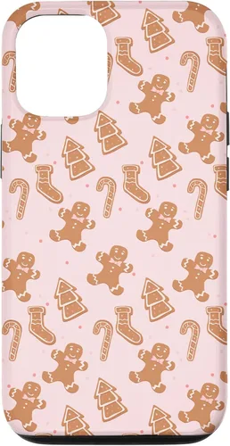 Vista 28 de iPhone 16 Pink Gingerbread Cookie Christmas with Polka Dots Case