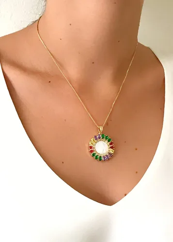 Vista 7 de LESLIE BOULES Collar de medalla milagrosa con colgante de cristal y nácar, Cristal