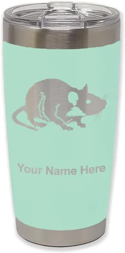Vista 7 de LaserGram Vaso aislado al vacío de 20 onzas, rata, grabado personalizado incluido (negro)