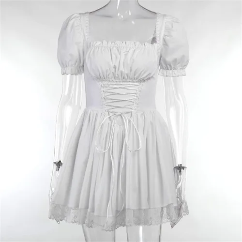Vista 3 de Minivestido gótico punk para mujer, Y2K E Girl Fairycore Grunge estético Halloween