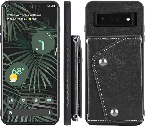 Vista 7 de Asuwish Funda de teléfono para Google Pixel 6 Pro Wallet Cover con protector de pantalla de vidrio templado y soporte para tarjeta de crédito