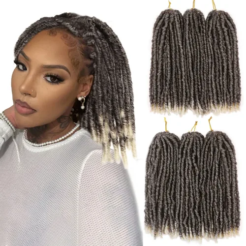 Vista 16 de WIGNEE Cabello de Ganchillo 120 Hebras Locs Sintéticos 8 Pulgadas Locs Suaves Pre-Trenzados 6 Paquetes Cabello de Ganchillo Pre-Anudado para Mujeres