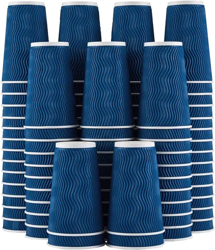 Vista 11 de Lamosi Vasos de café de 10 onzas – Paquete de 120, Vasos de Papel Corrugado Aislante Desechables de 10oz, Vasos de Pared Ondulada Kraft para Bebidas