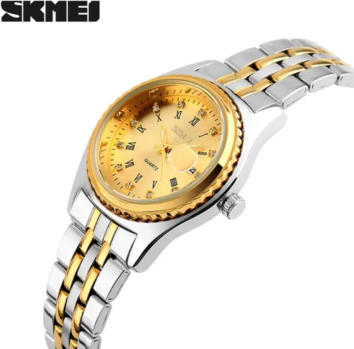 Vista 3 de SKMEI Watches for Women Ladies Female Stainless Dress Luxury Business Classic Fashion Analog Quartz Waterproof Simple Day Date Wife Girls Gifts Gold