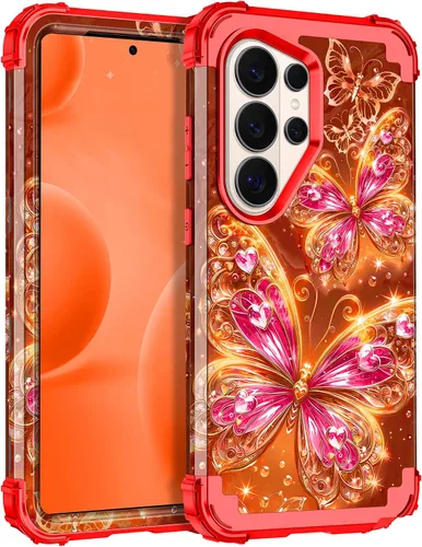 Vista 23 de Miqala Funda para Galaxy S21 FE 5G, brilla en la oscuridad, tres capas, resistente, protección a prueba de golpes, parachoques de plástico