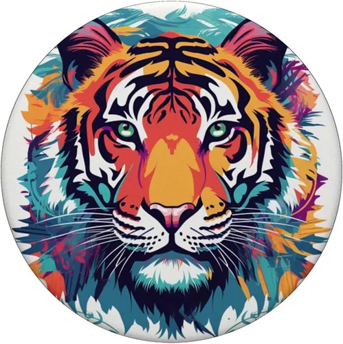 Vista 3 de PopSockets PopGrip estándar de tigre de acuarela