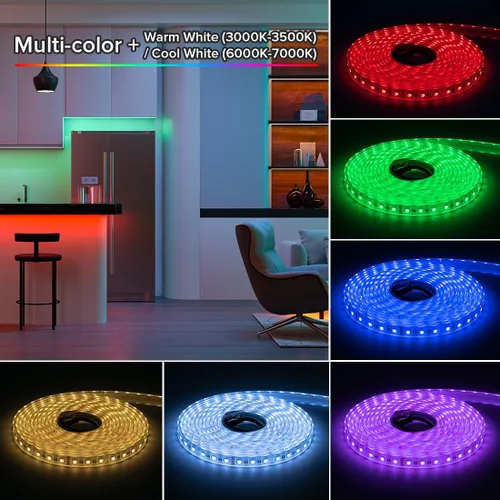 Vista 6 de BTF-LIGHTING Tira de luz LED IP68 impermeable para exterior RGBW 5050SMD RGB+Blanco cálido (3000K-3500K) 4 colores en 1 CC12V 16.4 pies 5m 60LED/m