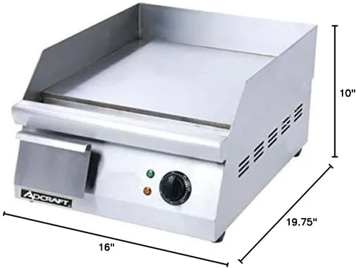 Vista 2 de Plancha de acero inoxidable eléctrica Adcraft, Plateado, 1