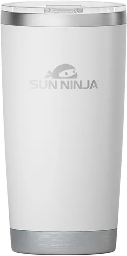 Vista 14 de SUN NINJA Vaso de acero inoxidable de 20 onzas, taza aislada al vacío de doble pared con tapa fácil de abrir, jarra de café de 20 onzas de grado