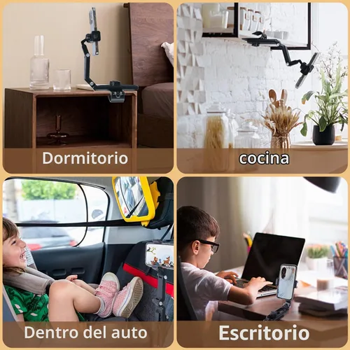 Vista 7 de Soporte para Teléfono con Visera Solar, Soporte para Teléfono con Espejo Retrovisor Giratorio 360°, Soporte para Teléfono Celular para Visera Solar