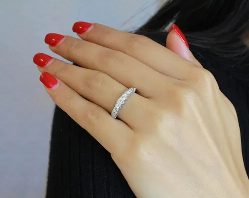 Vista 3 de CloseoutWarehouse Anillo de plata de ley con circonita cúbica (opciones de color, tamaños 3-15)
