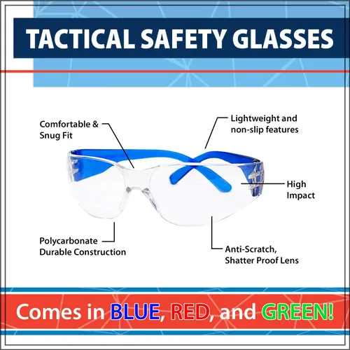 Vista 4 de SAFE HANDLER Lentes de seguridad protectoras para niños, lentes resistentes a impactos y balísticas, patillas de color de lente de policarbonato